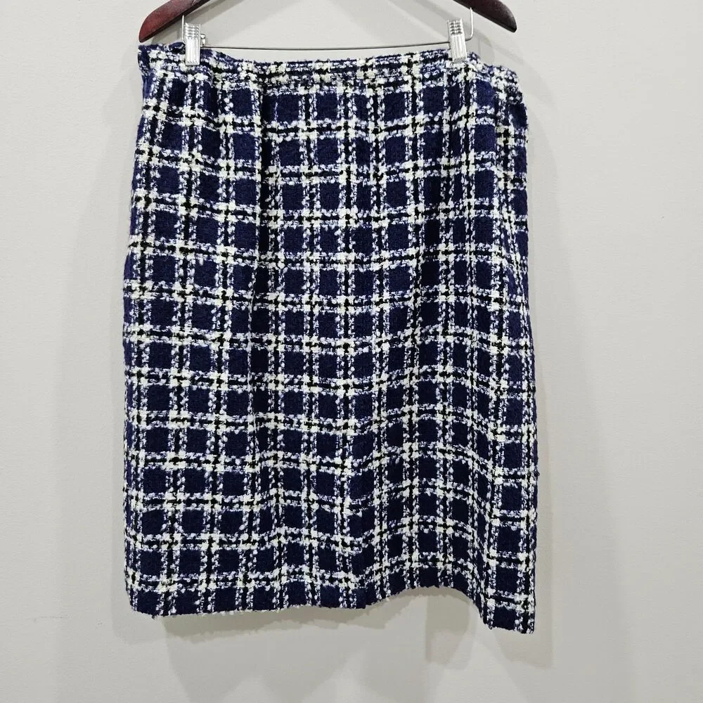 Elisabeth Liz Clairborne Womens Tweed Pencil Skirt Size 18 Blue Business Career